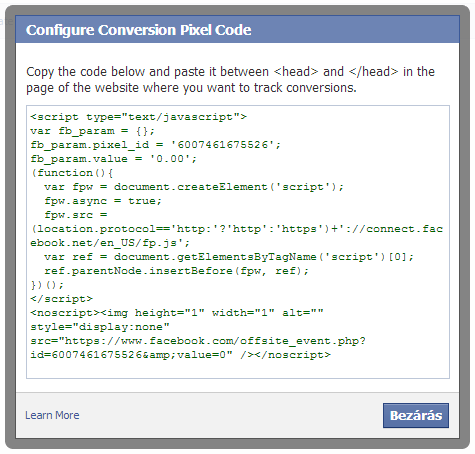Facebook hirdetések konverziókövetése - Tracking Pixel kód